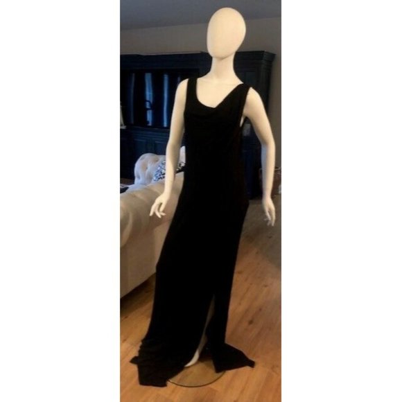 NWT $1K TEMPERLEY LONDON BLACK STRETCH CREPE MAXI DRAPED DRESS GOWN SZ US 4 UK 8 - Picture 2 of 9